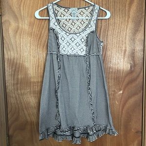 • 2/$10 • Striped Crochet Detail Top